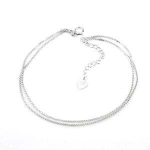 [라울스톤] 925 SILVER 사각 레이어드 두줄 체인 패션 실버 은 팔찌