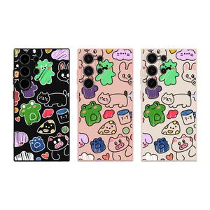 최신 귀여운 갤럭시 아이폰 케이스 동물친구들 스케치 / 핸드폰케이스 S25 엣지 S24 S