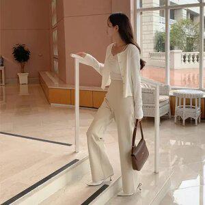 [케이클럽] 원트 쫀쫀 옆지퍼 와이드 슬랙스 여름 여성 출근룩 하객룩 와이드핏