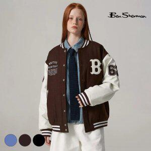 [택가 298,000원] 벤셔먼 B와펜 울 블렌드 바시티 자켓 브라운 BODJP411U