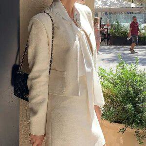 글로우 노카라 트위드 자켓 여름 여성 하객룩 격식룩 데이트룩