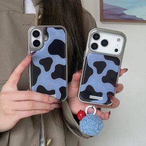 최신 귀여운 아이폰 케이스 블루 카우 패턴 에폭시 / 핸드폰케이스 17 16 15 14 프로