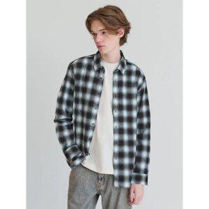 [로가디스] [로가디스] [ALBIATE] 기모 옴브레 미디엄 체크 셔츠  스카이 블루 (RY486