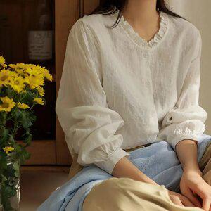 [JUST BETTER] 웬디 프릴넥 블라우스