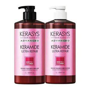 케라마이드 극손상 울트라 리페어 샴푸 1L, 1개 + 트리트먼트 1L, 1개