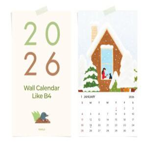 J2K 2026 인테리어 B4 달력 월별 캘린더 낱장