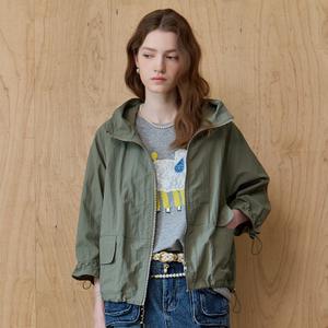 [MAXZA] 플랩포켓 루즈핏 후드 크롭 야상 점퍼