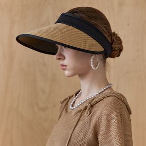 [MAXZA] 라인 배색 베이직 라피아 썬바이저