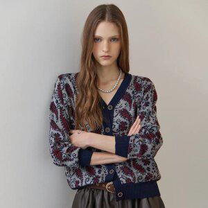 [MAXZA] 페이즐리 패턴 브이넥 니트 가디건