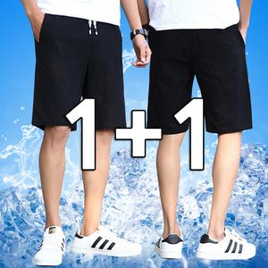 1+1 남자 아이스 5부 쿨바지 트레이닝복 여름 스판 반바지