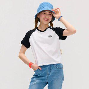 [오션스카이] [2color] 여아 라글란 반팔 T-shirt