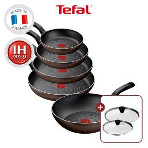 [테팔] 라이트쿡 인덕션 5종 풀세트(팬22/24/28/30+웍28)(+레온 유리뚜껑2개(24+28cm)