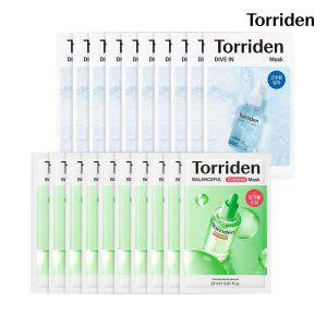 [SET] 토리든 다이브인 히알루론산 마스크 27ml 10매 + 밸런스풀 시카 컨트롤 마스크