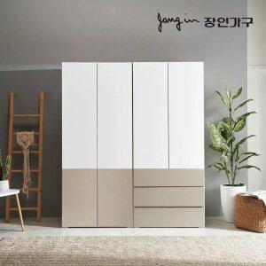 장인가구 비쥬얼 터치 4도어 3단서랍 1600 이불 옷장