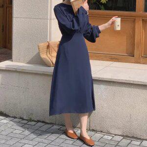 레니 셔링 플레어 원피스 봄 가을 여성 여자 롱원피스 벚꽃 피크닉