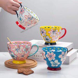 럭셔리 예쁜 도자기 커피잔 찻잔 물컵 대용량