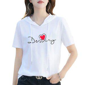 S174T 반팔후드티셔츠 코디하기편한 티셔츠 여성후드 티셔츠 빅사이즈 3XL(99) 토베나