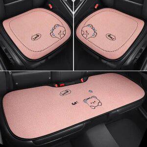 캐릭터 여름 차량용 시트 방석 사계절 리넨 혼방 방석 3종 세트