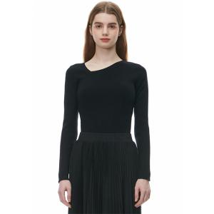 변형브이넥 골지 니트 풀오버 PQ1KL282