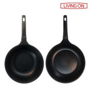 리빙온 제로 IH 인덕션 통주물 멀티 후라이팬 2종세트(28팬+28웍)