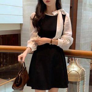 (MADE)다이닝 사이드 리본 셔링 퍼프 블라우스 bs7451