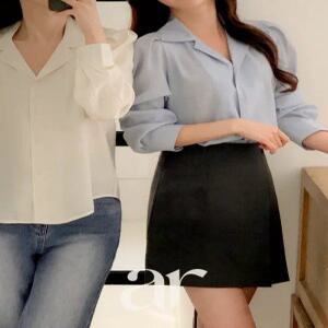 (MADE/긴팔ver/하객룩) 마들렌 퍼프 카라 긴팔 블라우스 bs8106