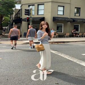 (슬림라인/잔잔도트패턴/뒷밴딩) 헤르네 도트 시스루 레이어드 밴딩 슬릿 롱 스커트 s