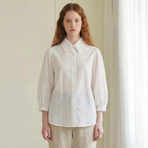 코튼 아일렛 레이스 셔츠 블라우스 (VKBAC7402)