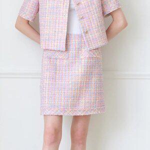 메탈 믹스 트위드 세미 A라인 스커트(TISAE2346)