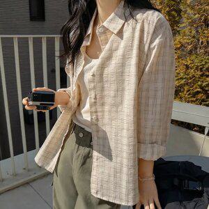 [JUST BETTER] 피넛 체크 코튼셔츠