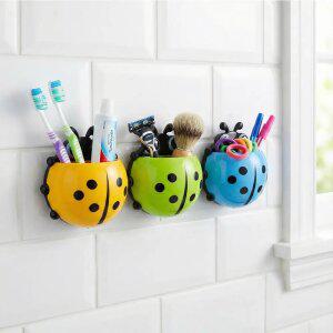 리빙스토리 [1개 + 1개] 욕실 무당벌레 칫솔꽂이 거치대 홀더 걸이