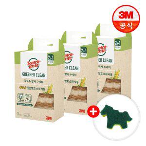 [최종 14,320원] 3M 내츄럴 옥수수 망사 수세미 3입x3개+말모양 수세미 증정