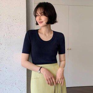 (뮬랑) M. 테린 유넥 반팔 니트 (5col)[니트D0408Q01]