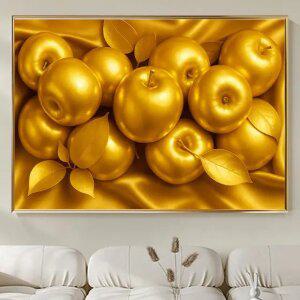 사과 그림 액자 골드 비단 황금 인테리어 거실 대형 캔버스 빈티지
