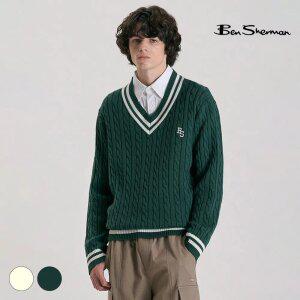 [택가 148,000원] 벤셔먼 남성 브이넥 케이블 니트 BNDSW421M