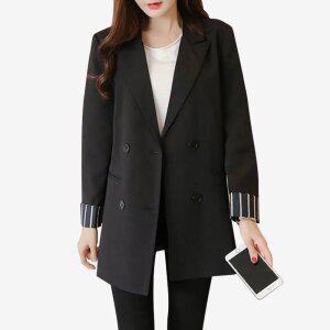 베이직자켓 소매롤업자켓 검정자켓 여성자켓 심플한 자켓 55-88 XL S101J 스트라이프