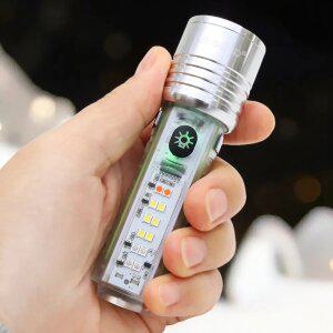 비센드 고휘도 휴대용 클립 LED 손전등 UV 후레쉬 충전식 미니 랜턴 T50