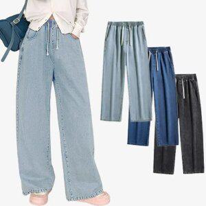 여성 남성 세미와이드 청바지 빅사이즈 고무줄 통 밴딩청바지 흑청 연청 진청