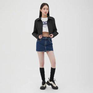 밑단턱 크랍 셔츠 블라우스 AQ1WBM69