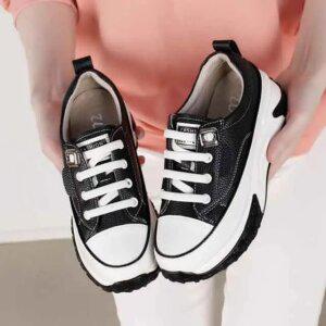 레이티 여성 스니커즈 소가죽 밴딩 경량 어글리 플랫폼 통굽 키높이 운동화