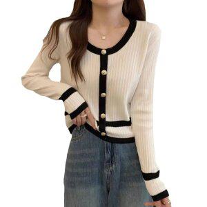 여성가디건 배색가디건 베이직가디건 토베나 S138C 배색가디건