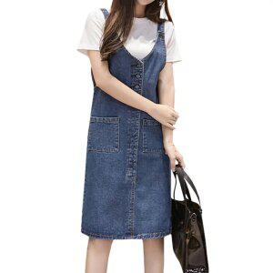 멜빵원피스 45-99  XXL 토베나  A301CB V넥스탈멜빵청스커트 품질 우수한 상품