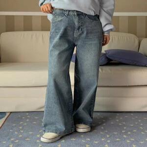 32857 연청캣샌드 스판 와이드핏 데님 (one color) 히든밴딩