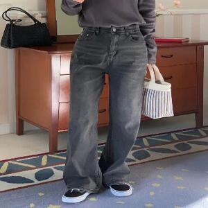 5167 흑청 스판 데일리 와이드핏 데님 (one color) 히든밴딩