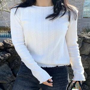 MADE 펀칭 아일렛 프릴 티셔츠 (5 color)