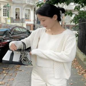 해롯 니트 스퀘어넥 나시 가디건 세트 (2color)