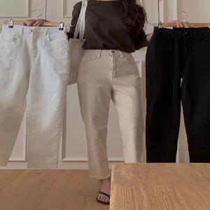 2327 스판 슬림 일자 코튼 팬츠 (3 color) 히든밴딩