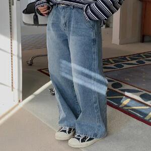 3267 연청 뒷절개 와이드핏 데님 (one color) 히든밴딩