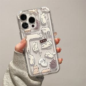 최신 귀여운 아이폰 케이스 고양이 일상 투명 TPU / 핸드폰케이스 11 12 13 14 15 프로