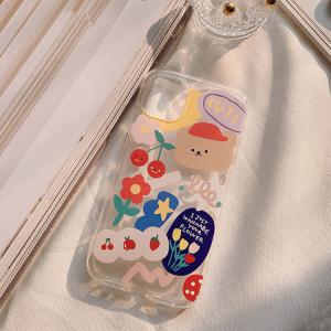 귀여운 아이폰 케이스 투명 큐티베어 TPU / 핸드폰 11 12 13 14 15 프로 플러스 프로맥